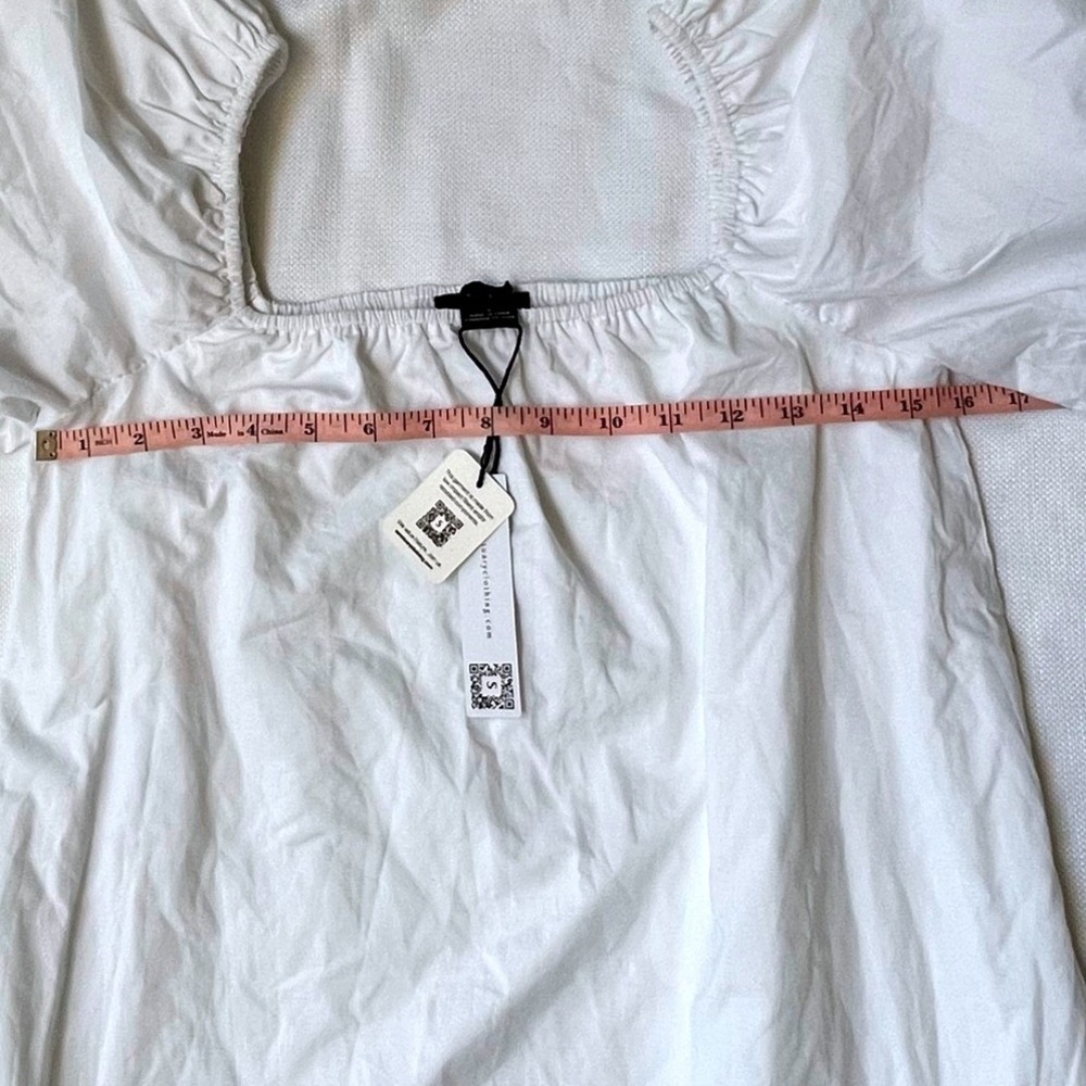 Sanctuary Babydoll Dress White Puff Sleeves Square Neck A Line Mini Small NWT - Picture 10 of 11